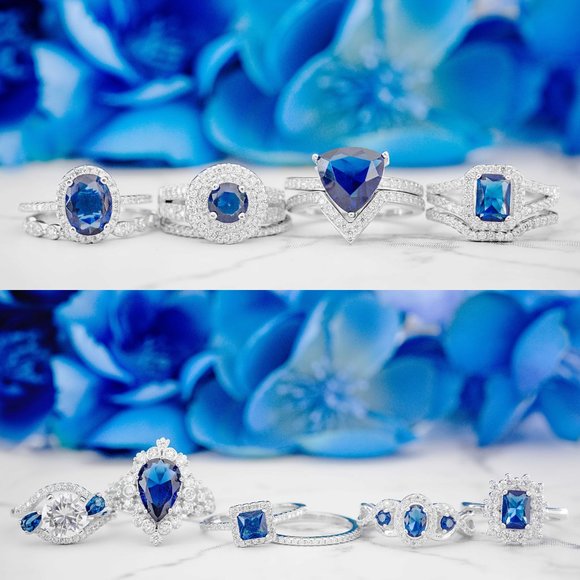 Blue Sapphire Gemstone ring set, size 7, 925 Sterling Silver Charmed Aroma - Picture 6 of 6
